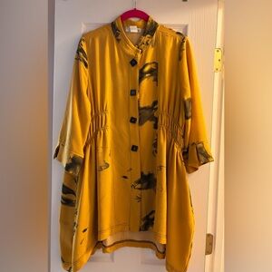Yellow and Black Button-Up Tunic